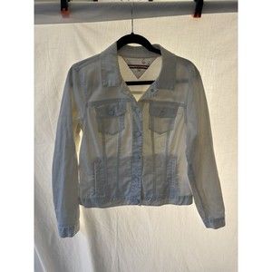Tommy Hilfiger White Denim Stretch Jean Jacket Large‎